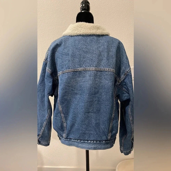 Levis Jacket Mens XL Blue Denim Jean Sherpa Lined Premium Western Trucker NWT - Picture 4 of 6
